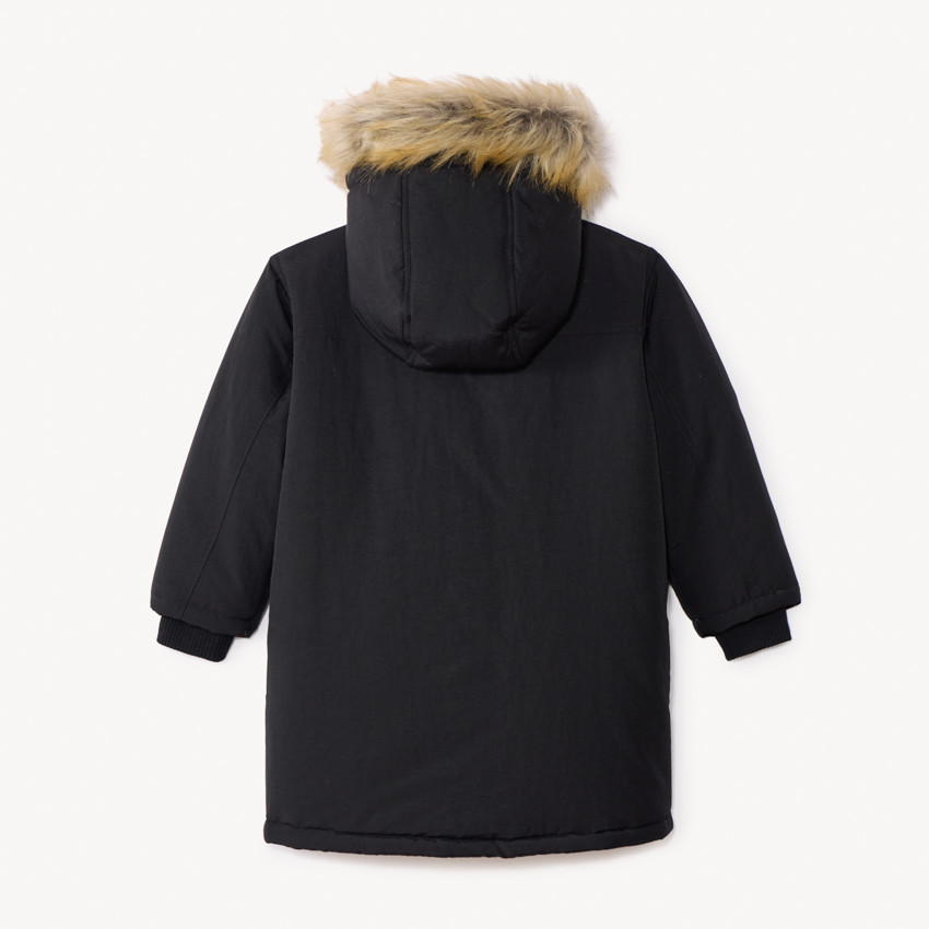 Parka con capucha y pelo sintético desmontable para niño 