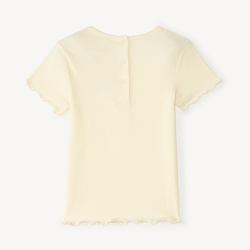 Camiseta de manga corta con bordado de corazón dorado para niña 