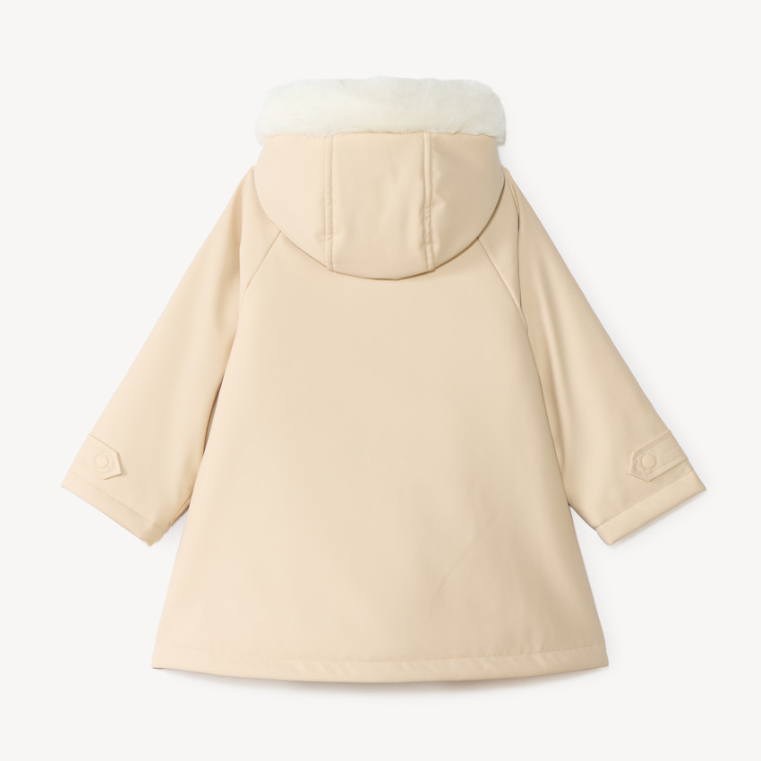 Parka para niña bebé forrada de sherpa con capucha. 