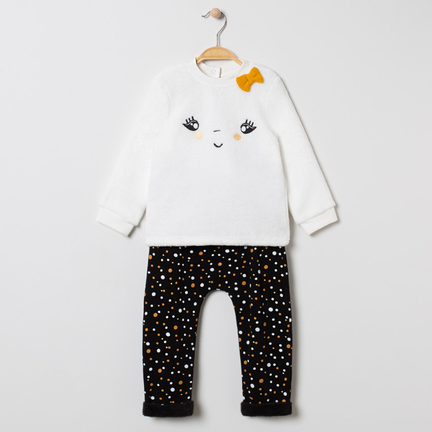 Jogging bi-matière à détails brodés et pantalon imprimé 