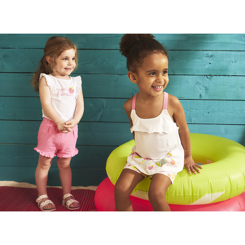 Conjunto corto con short efecto arrugado para bebé niña 