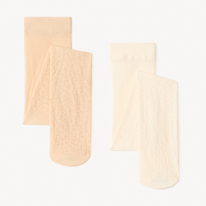 Lote de 2 medias finas con estampado de leopardo para bebé niña 