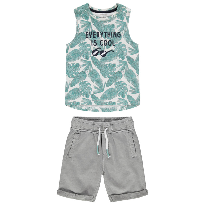 Conjunto con Camiseta de tirantes estampado végétal y pantalon corto à bolsillos  Additional Conjunto con Camiseta de tirantes estampado végétal y pantalon corto à bolsillos