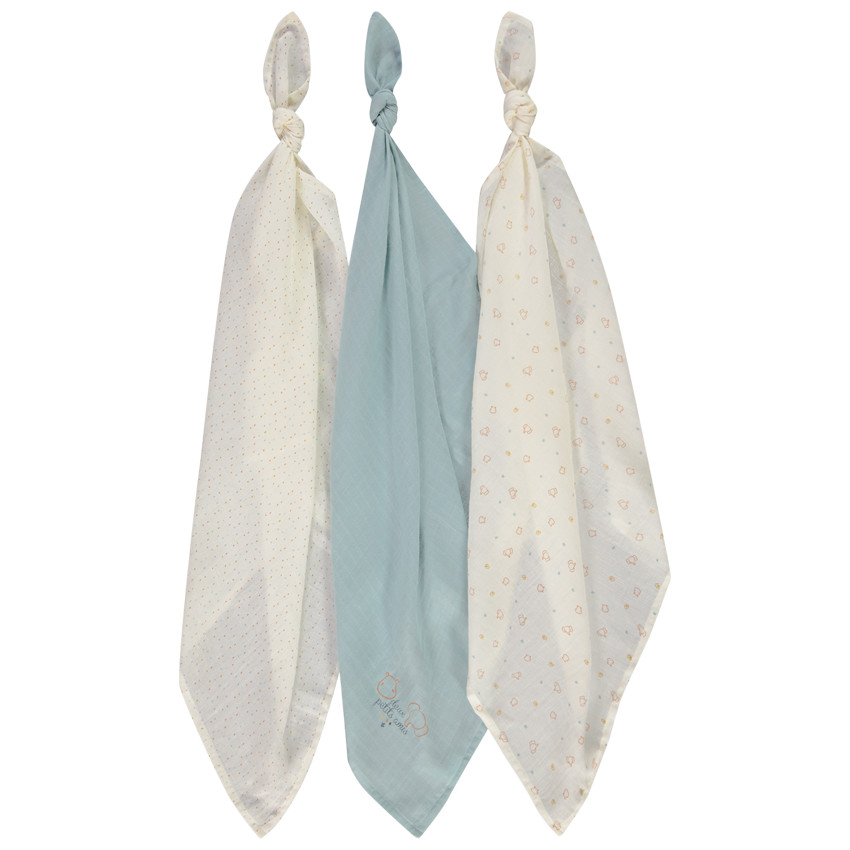Lote de 3 muselinas de gasa de algodón para bebé 