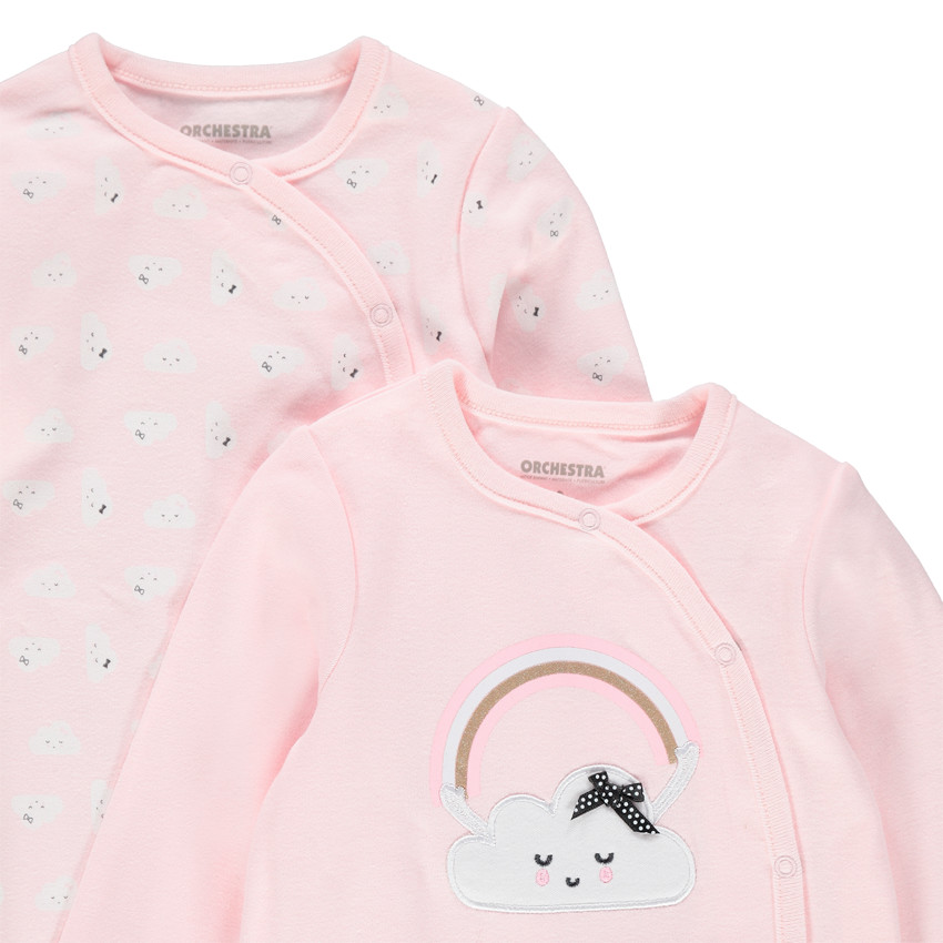 Juego de 2 pijamas de algodón ecológico con nubes estampadas 
