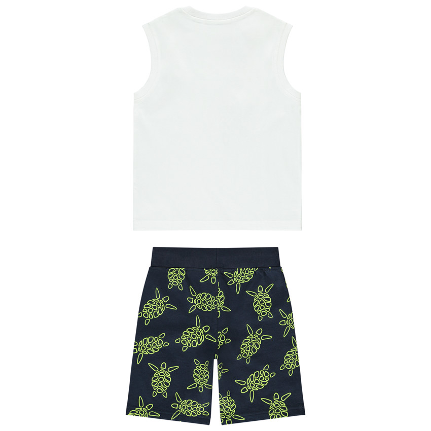 Conjunto de 2 piezas con estampado de tortugas y camiseta sin mangas para niño 