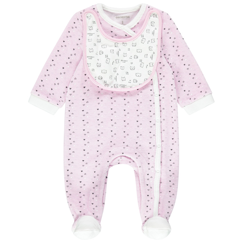 Juego de 2 pijamas de terciopelo con babero desmontable   Additional Juego de 2 pijamas de terciopelo con babero desmontable