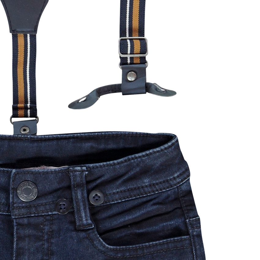 Pantalones vaqueros slim denim con tirantes para niño 