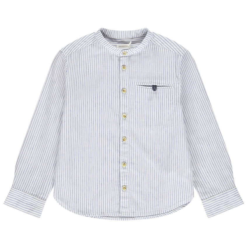 Camisa de manga larga a rayas con cuello mao para niño 