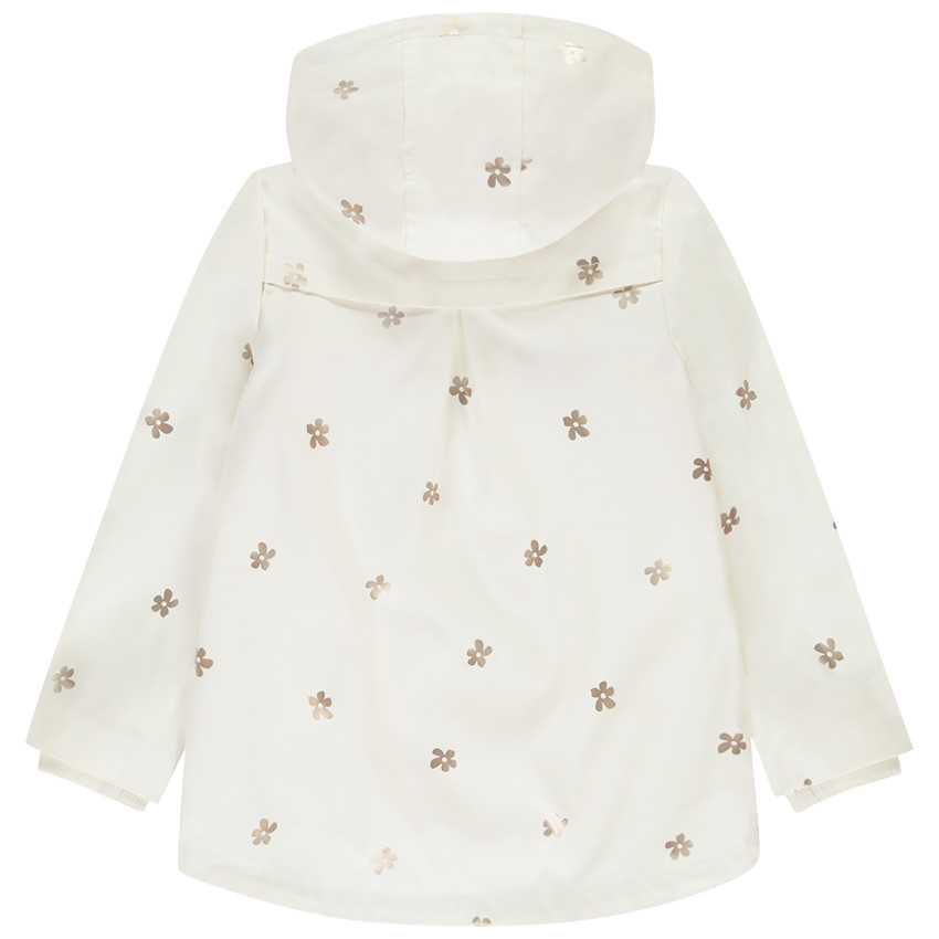 Parka de goma con estampado de flores doradas para niña 