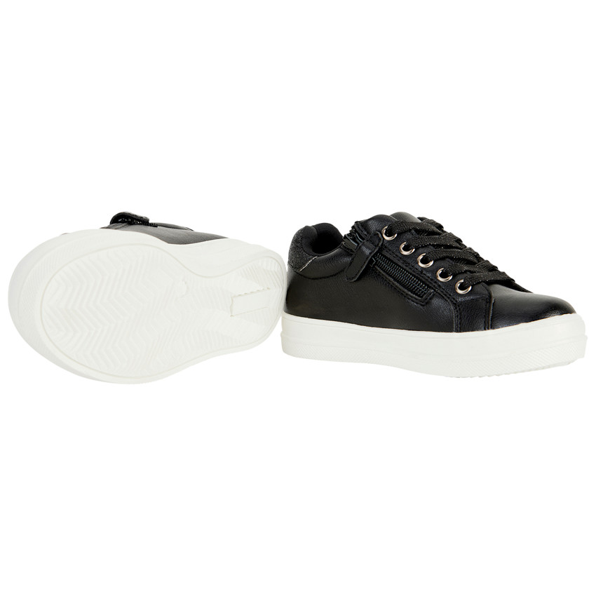 Zapatillas negras efecto cuero con purpurina para niña 