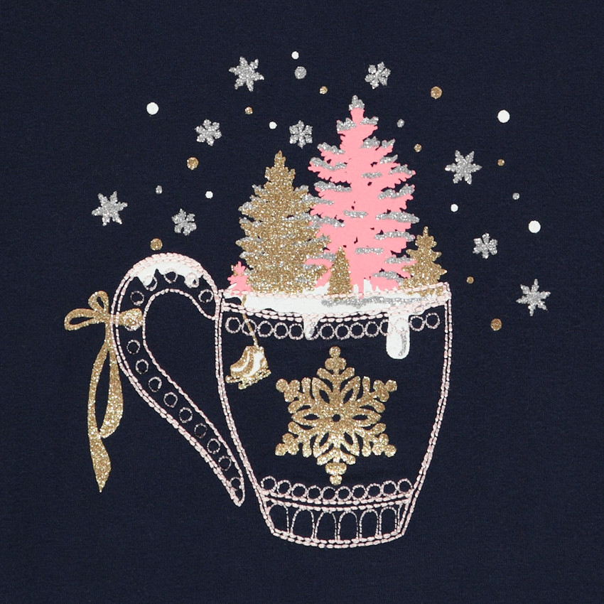 Camiseta interior de cuello cisne fruncido en jersey con print de taza para niña Main Camiseta interior de cuello cisne fruncido en jersey con print de taza para niña