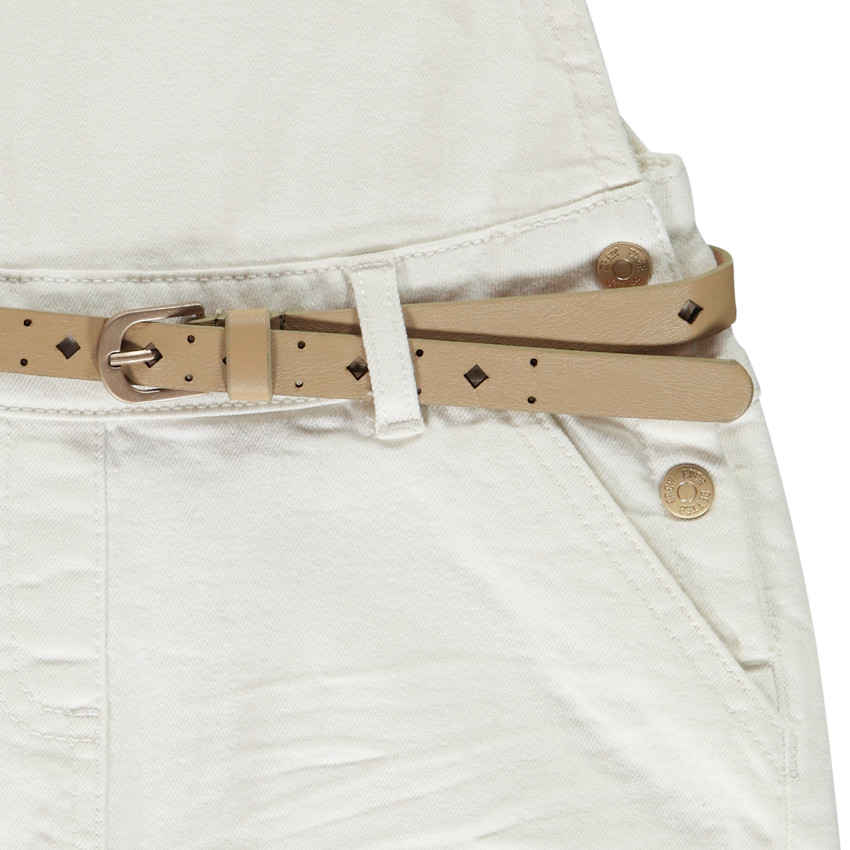 Salopette courte en jean avec ceinture pour fille 