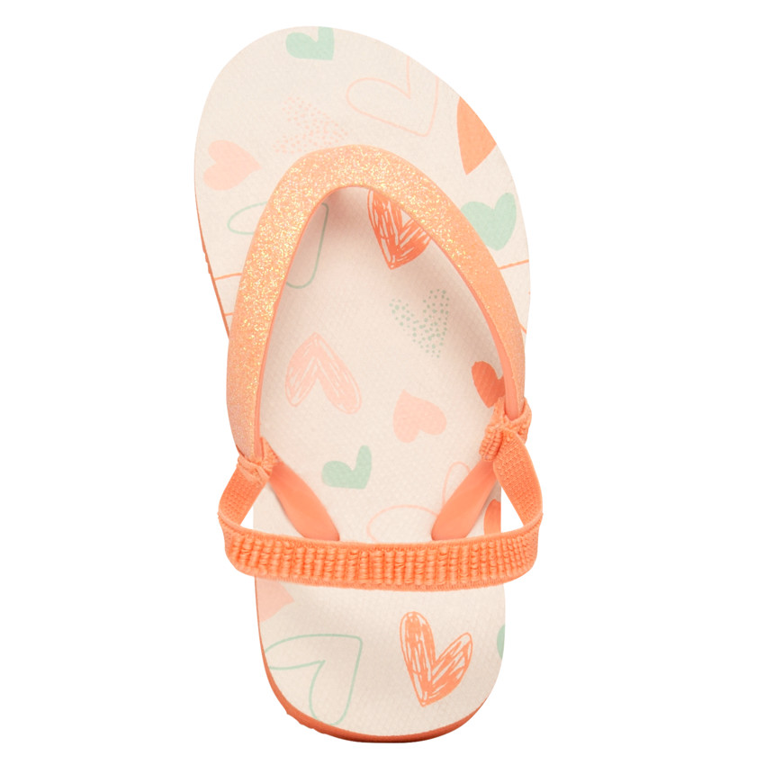 Chanclas con tira brillante y estampado de corazones para niña 