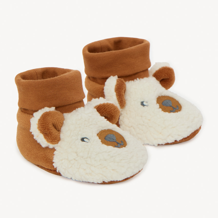 Chaussons en velours ourson fantaisie pour bébé  