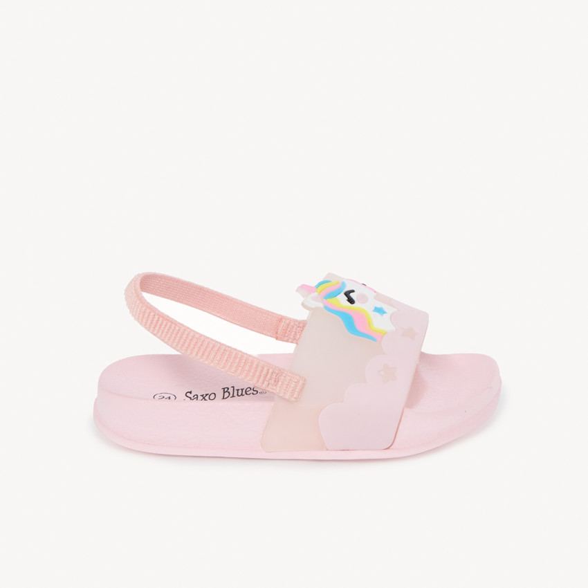 Zapatilla de unicornio en relieve para niña - con tira según la talla. 