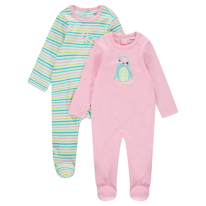 Juego de 2 pijamas de punto liso con estampado de lechuza  Additional Juego de 2 pijamas de punto liso con estampado de lechuza