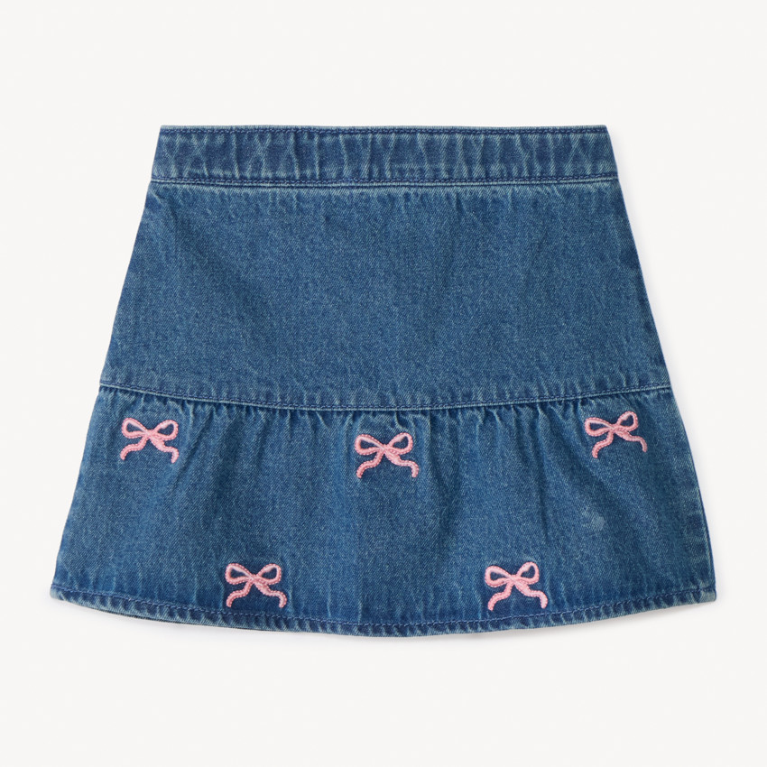 Falda de mezclilla con nudos bordados para niña bebé 