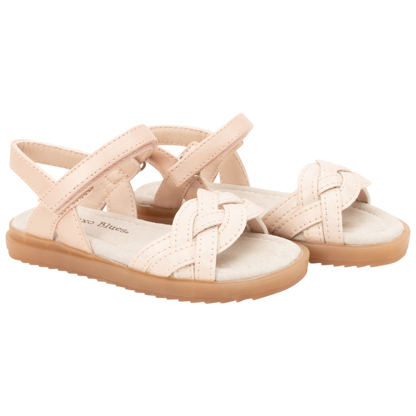 Sandalias velcro con tiras entrelazadas para niña 
