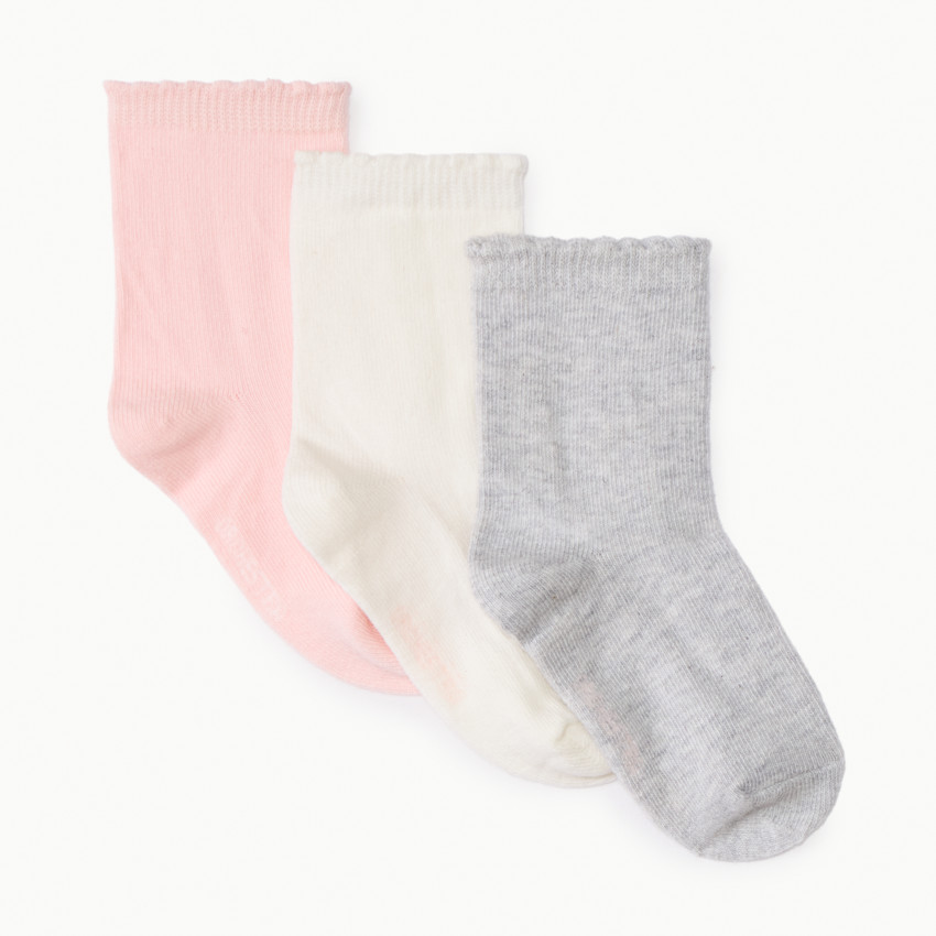 Pack de 3 pares de calcetines con acabado ondulado para bebé niña  Additional Pack de 3 pares de calcetines con acabado ondulado para bebé niña