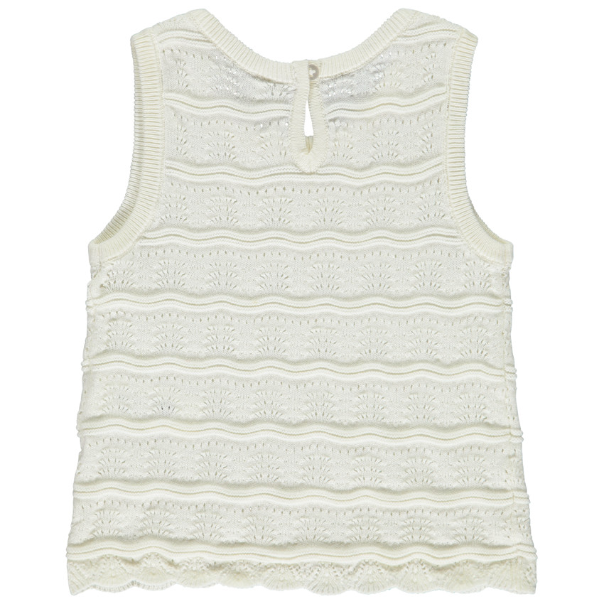 Camiseta sin mangas lisa de punto calado para niña bebé 