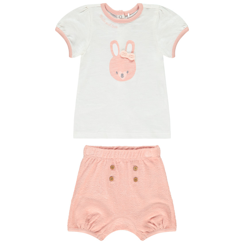 Conjunto camiseta estampada de conejo + bermuda para bebé niña  Additional Conjunto camiseta estampada de conejo + bermuda para bebé niña
