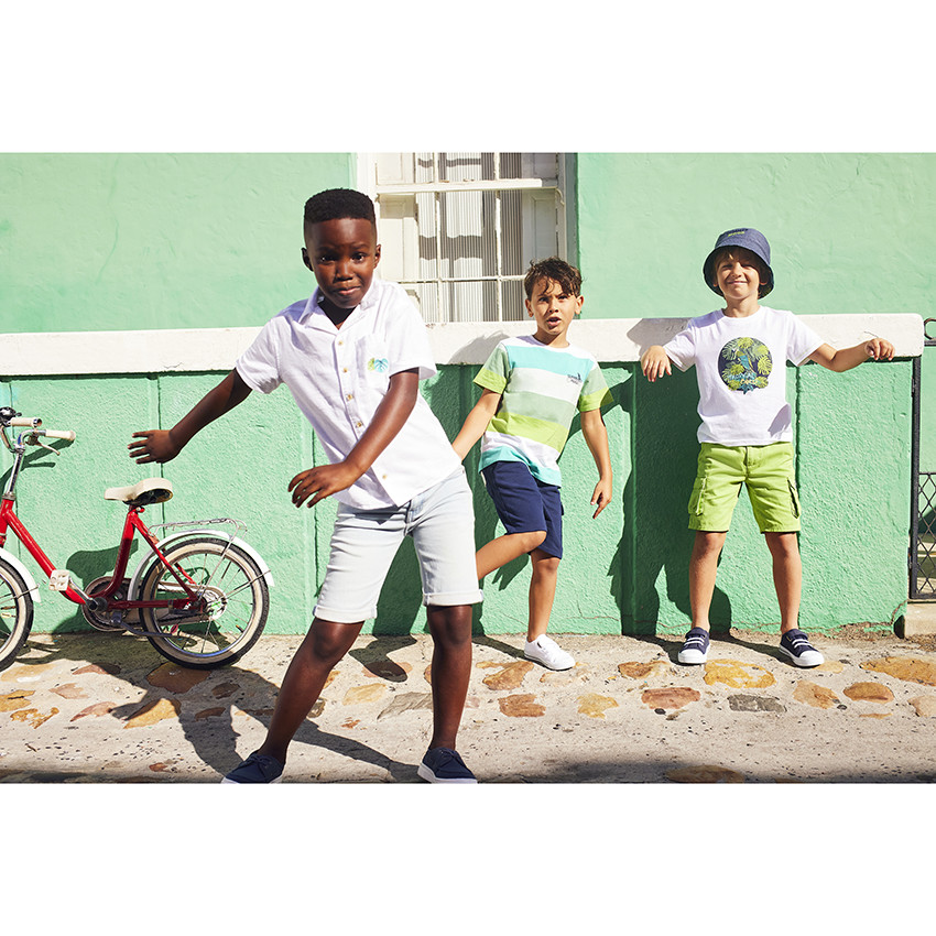 Bermuda efecto vaquero con cinturón desmontable para niño 