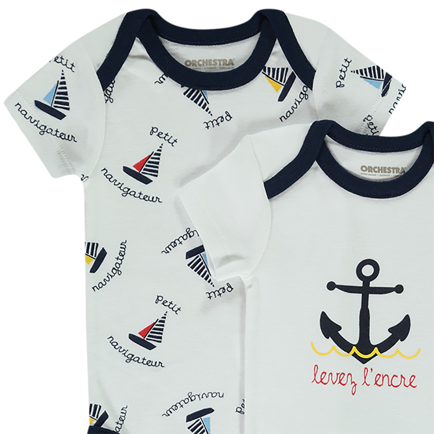 Pack de 7 bodies estampados de veleros para bebé niño 