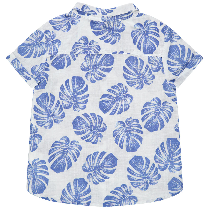 Camisa de manga corta con hojas azules estampadas all over 