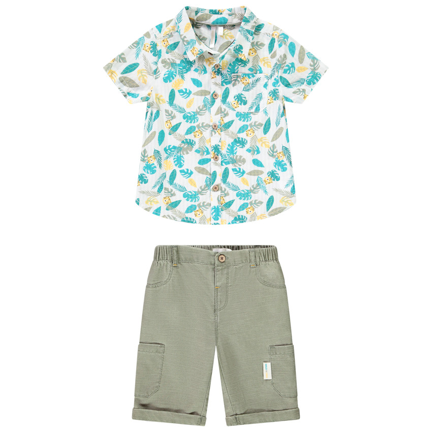 Ensemble chemise manches courtes imprimé jungle + bermuda pour bébé garçon  Additional Ensemble chemise manches courtes imprimé jungle + bermuda pour bébé garçon