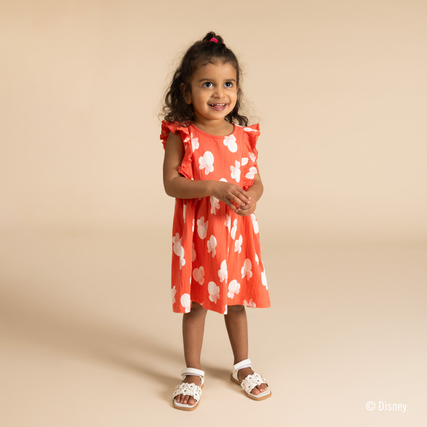 Vestido de manga corta estampado de Minnie Disney para niña bebé 