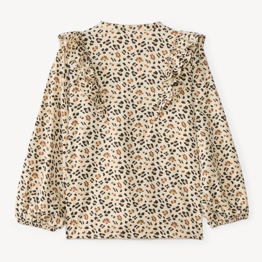 Camisa de manga larga para niña con estampado de leopardo 