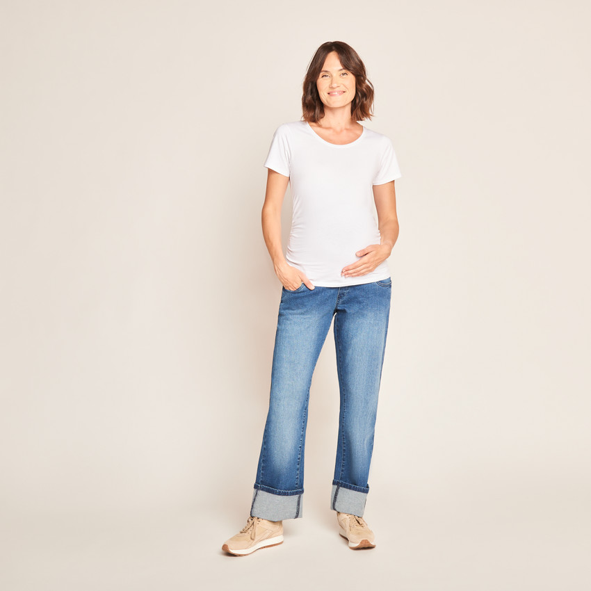 Jeans amplios de denim con dobladillos 