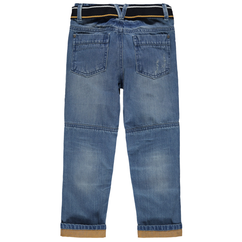 Vaquero recto con efecto desgastado y arrugado con cinturón desmontable que se ajusta 