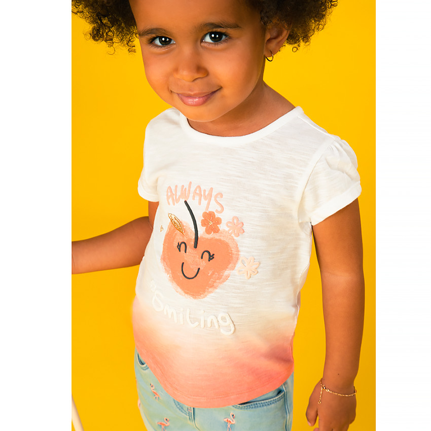 Camiseta de manga corta con estampado de frutas para bebé niña 