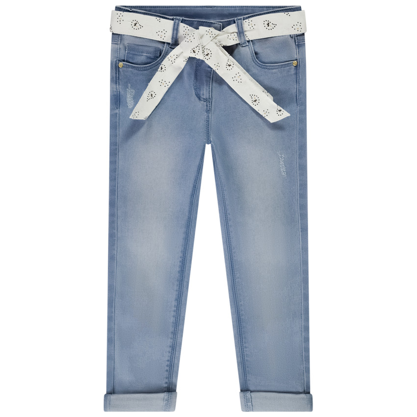 Jean slim con cinturón estampado para anudar para niña  Additional Jean slim con cinturón estampado para anudar para niña