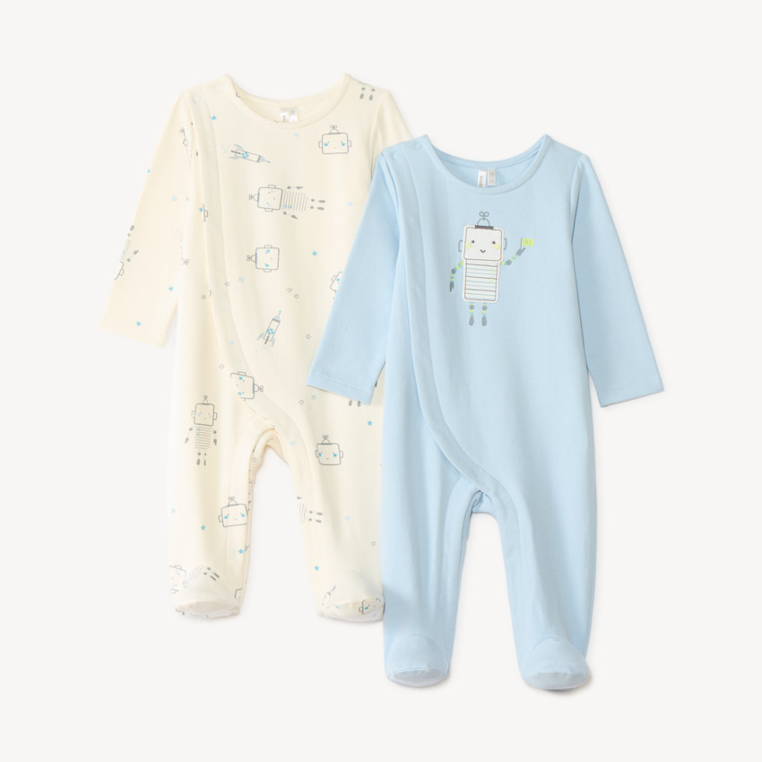 Pack de 2 pijamas de felpa para bebé niño con estampado de robot (Acabados diferentes según la edad) 