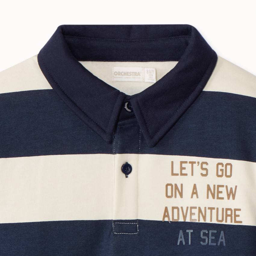 Sweat molleton à rayures et col polo pour garçon  