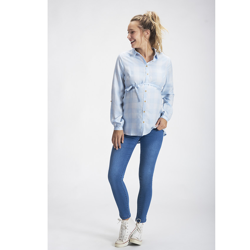 Camisas de manga larga con cuadros y ribetes brillantes 