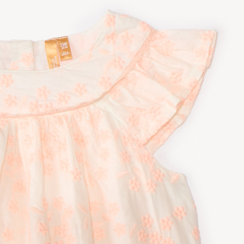 Conjunto de 2 piezas: top sin mangas + pantalón corto de bordado inglés para niña. 