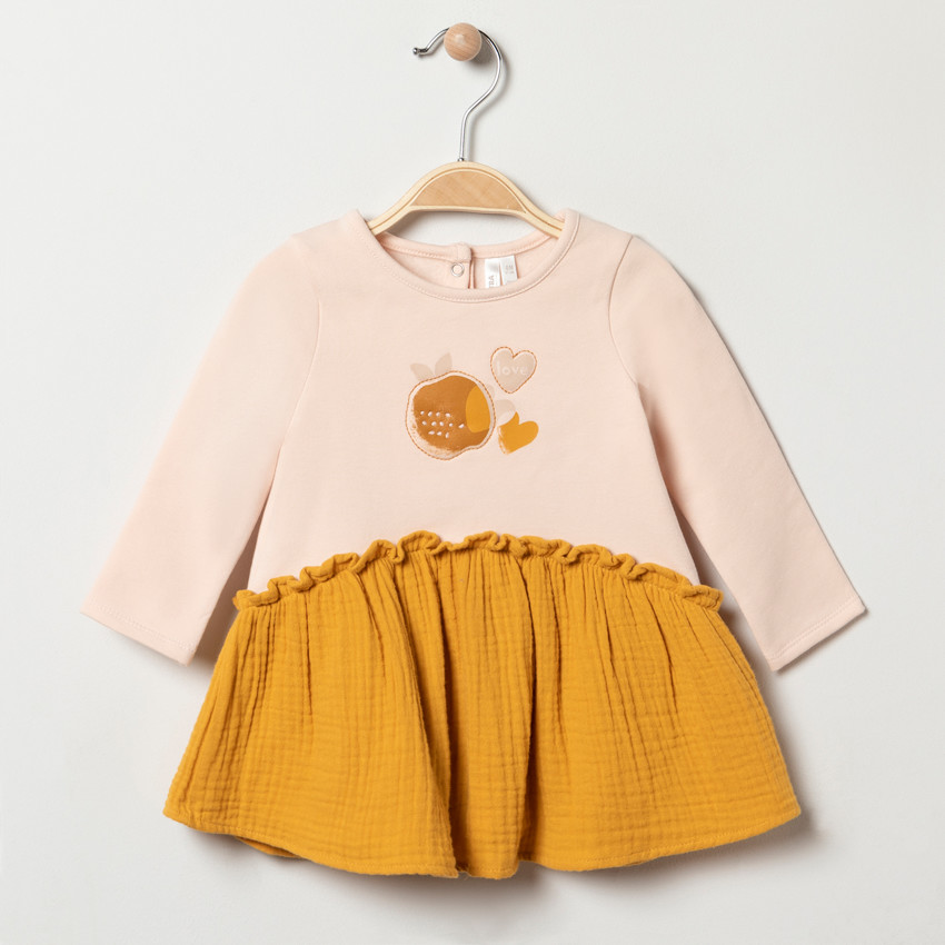 Vestido manga larga efecto 2 en 1 