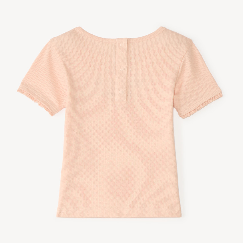Camiseta de manga corta para bebé niña con bordado de flores 