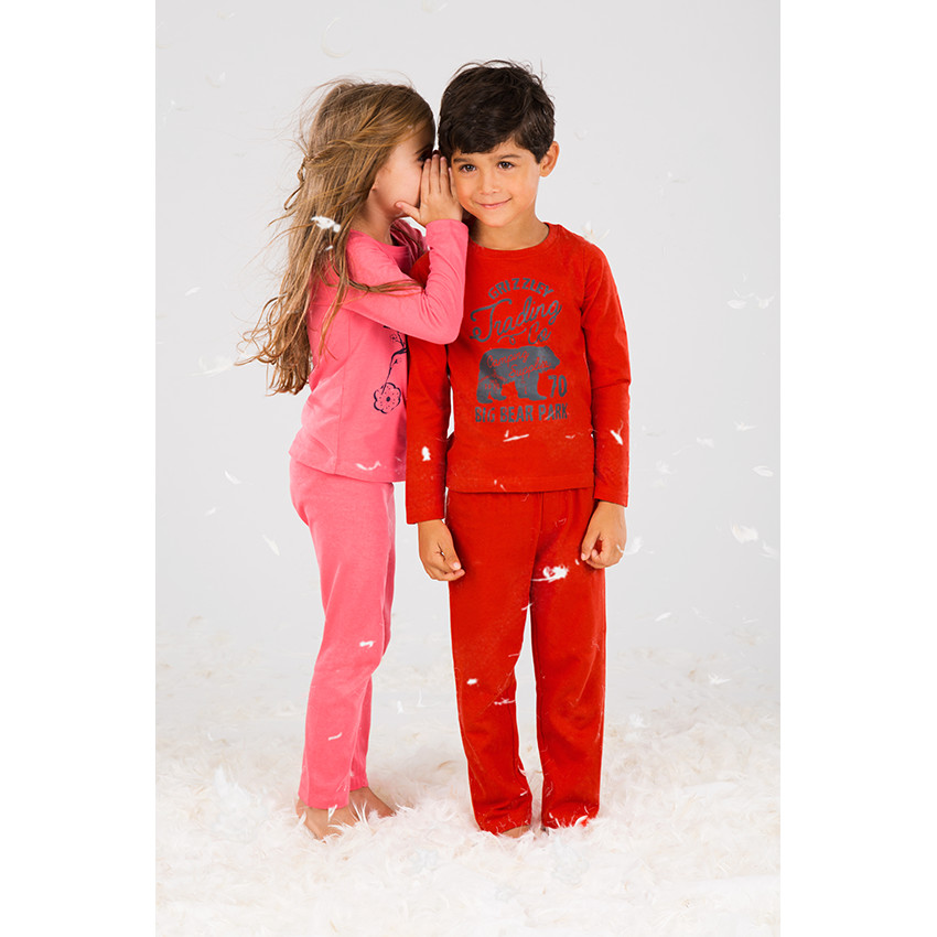 Pijama de tejido de punto con inscripciones con estampados con osos 