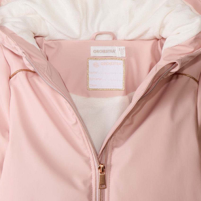 Parka de goma repelente de agua forrada de sherpa para niña 