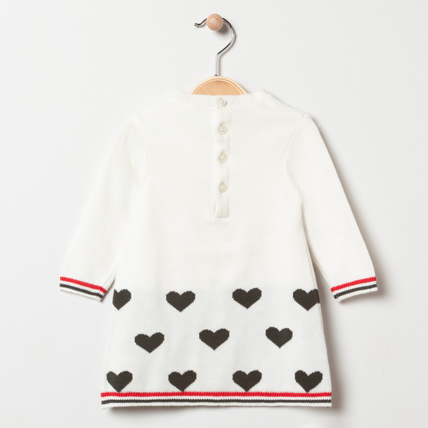 Vestido de punto de manga larga estampado corazones y pájaro  Additional Vestido de punto de manga larga estampado corazones y pájaro