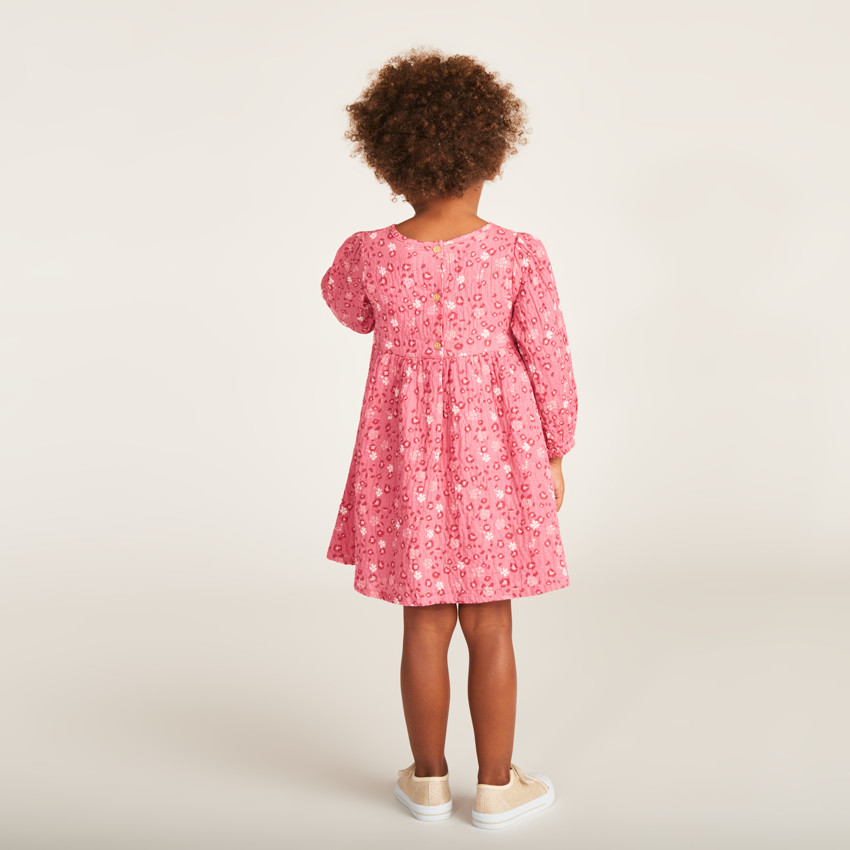Vestido de manga larga con blusa estampada de flores para niña bebé 