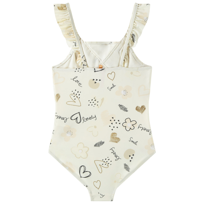 Maillot 1 pièce à bretelles volantées imprimé fantaisie pour fille 