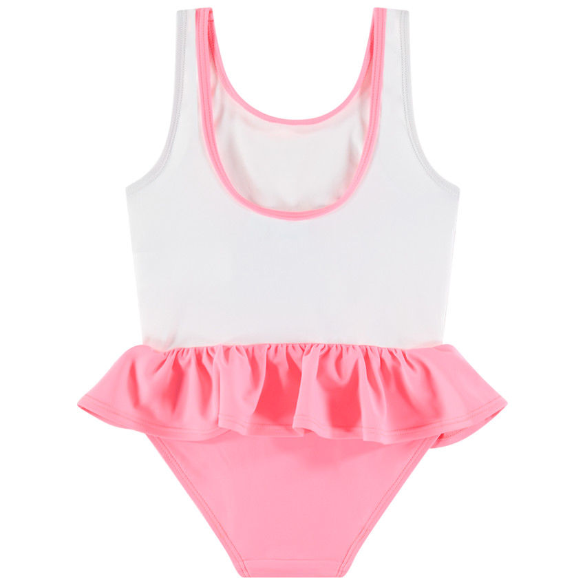 Bañador con volante print Minnie y arco-iris 