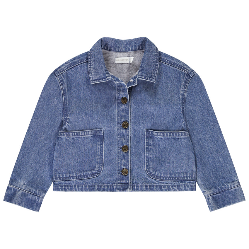 Chaqueta de mezclilla con grandes bolsillos para niña 