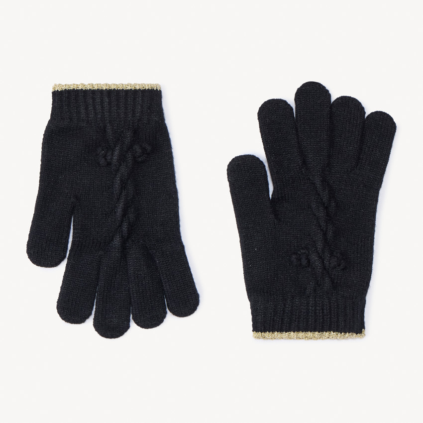 Paire de gants unis en tricot fantaisie pour fille 